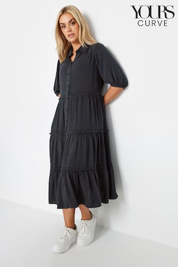 Yours Curve Grey Wash Connected Shirt Dress (N72839) | £34
