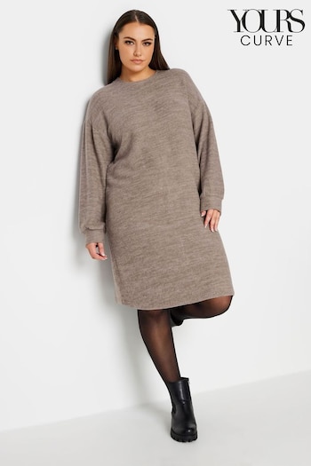 Yours Curve Brown Soft Touch Jumper Dress jean (N72859) | £31