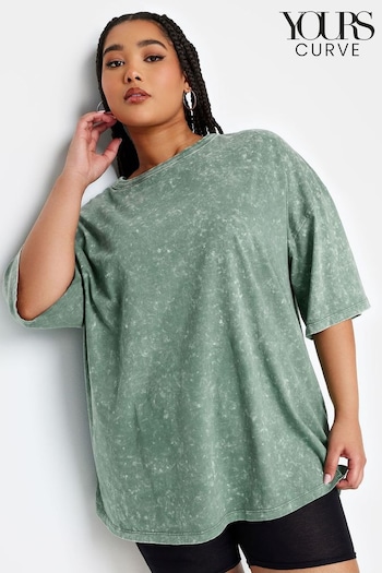 Yours Curve Green Boxy T-Shirt (N72900) | £19