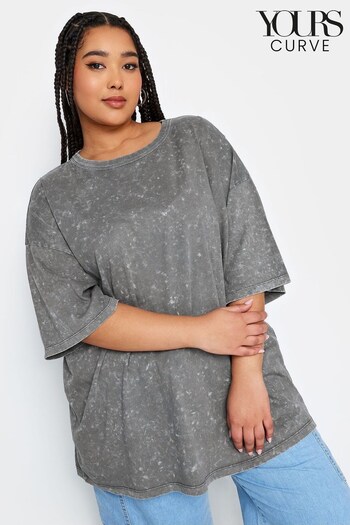 Yours Curve Grey Boxy T-Shirt (N72902) | £19