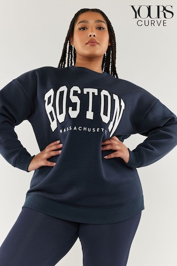 Yours Curve Blue Chicago Crew Neck Sweatshirt (N72906) | £28