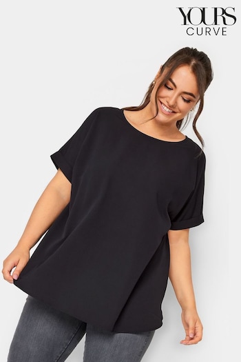 Yours Curve Black Boxy T-Shirt (N72907) | £20