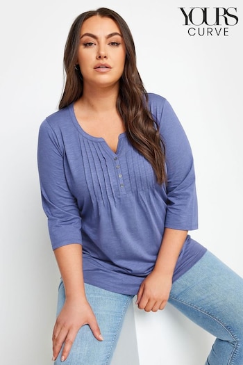 Yours Curve Purple Pintuck Henley Top (N72913) | £21