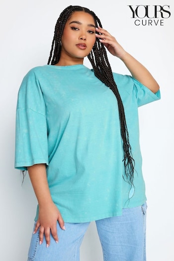 Yours Curve Blue Boxy T-Shirt (N72916) | £19