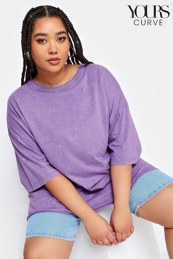 Yours Curve Purple Boxy T-Shirt (N72919) | £19