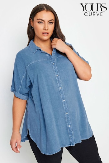 Yours Curve Blue Chambray Shirt (N72921) | £27