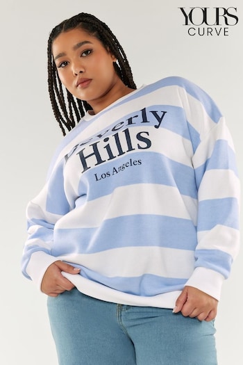 Yours Curve Blue Stripe Sweatshirt (N72925) | £27