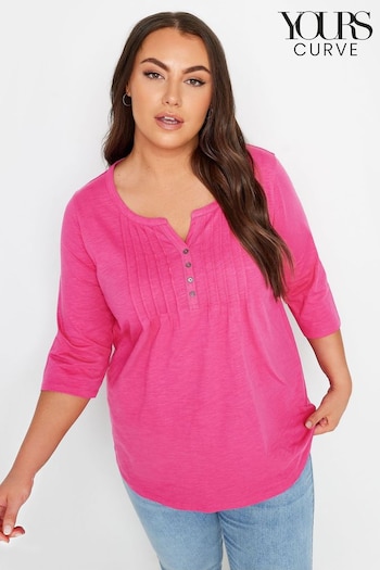 Yours Curve Pink Pintuck Henley Top (N72928) | £21
