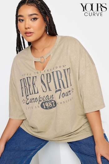 Yours Curve Natural Cut Out Ring Detail T-Shirt (N72931) | £20