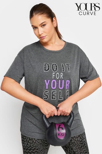 Yours Curve Grey Do It For Yourself Active Top (N72932) | £22