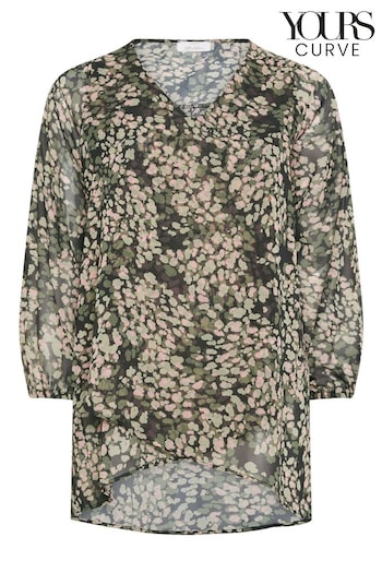 YOURS LONDON Curve Green & Pink YOURS LONDON Curve Green & Pink Animal Print Longline Blouse (N72966) | £36