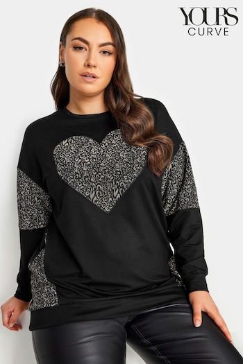 Yours Curve Black Heart Sweatshirt (N73001) | £31