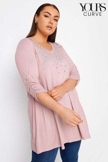Yours Curve Pink Star Embellished Swing Top (N73018) | £26