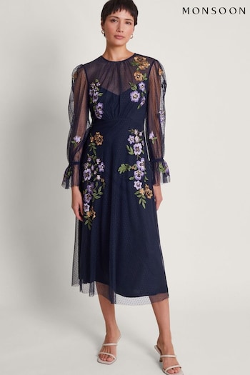 Monsoon Phoebe Embellished Tea Dress (N73156) | £150
