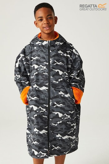 Regatta Black Grey Junior Waterproof Fleece Lined Changing Robe (N73158) | £49