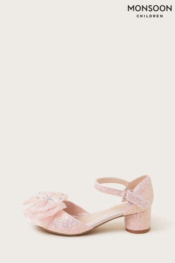 Monsoon Pink Cindy Glitter Diamanté Two Part Heels (N73245) | £31 - £37