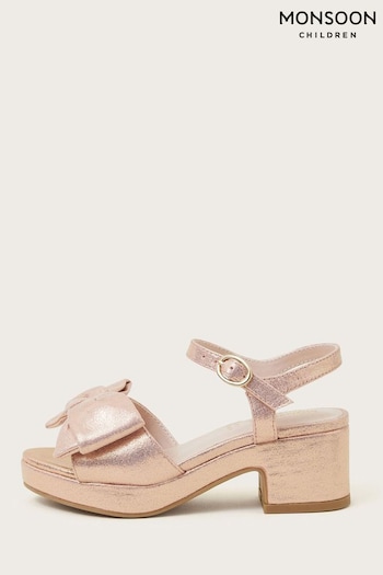 Monsoon Pink Shimmer Bow Heeled Shoes (N73313) | £28 - £30
