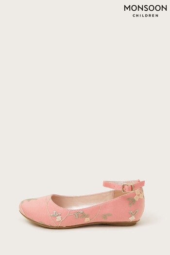 Monsoon Pink Josephine Embroidered Ballerina Flats (N73315) | £26 - £30