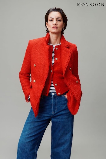 Monsoon Red Rubi Tweed Jacket (N73369) | £110
