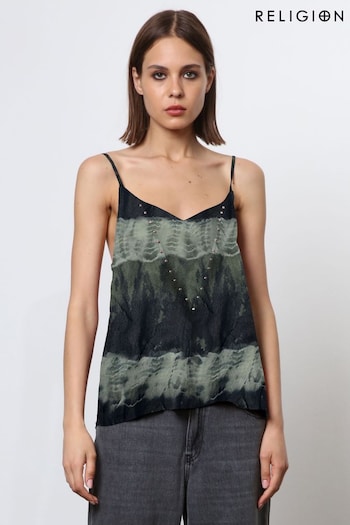 Religion Green Camisole In Tie Dye With Stud Detailing (N73439) | £45