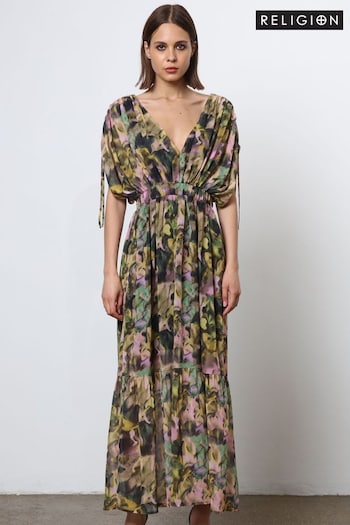 Religion Natural Maxi Dress With Tiered Skirt in Beautiful Prints (N73475) | £115