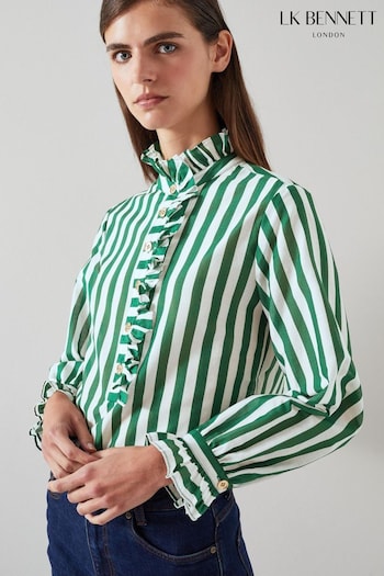 LK Bennett Camille And Stripe Cotton-Silk Blend Blouse (N73580) | £199