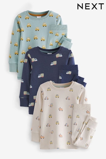 Blue/Green Transport Snuggle 100% Cotton Pyjamas 3 Pack (9mths-8yrs) (N73609) | £27 - £33