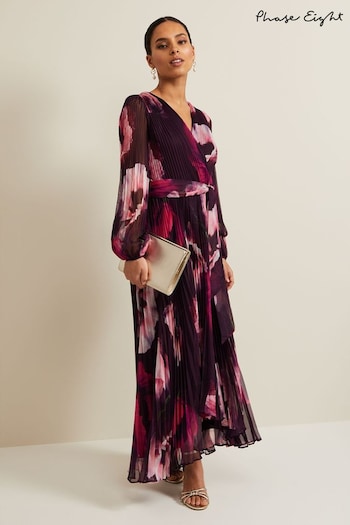 Phase Eight Purple Petite Isadora Rose Printed Purple Maxi Dress (N73662) | £189