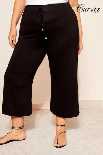 Curves Like These Black Jersey Culotte Trousers (N73740) | £27