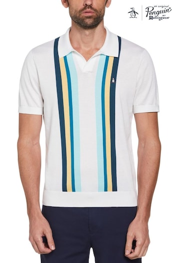 Original Penguin Textured Vertical Stripe Short Sleeve Polo Shirt (N73761) | £80