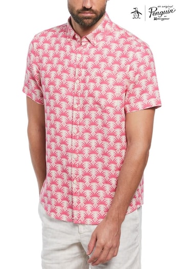 Original Penguin Delave Linen All-Over Print Short Sleeve Shirt (N73778) | £80