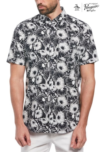 Original Penguin All-Over Floral Print Cotton Blend Short Sleeve Shirt (N73787) | £70