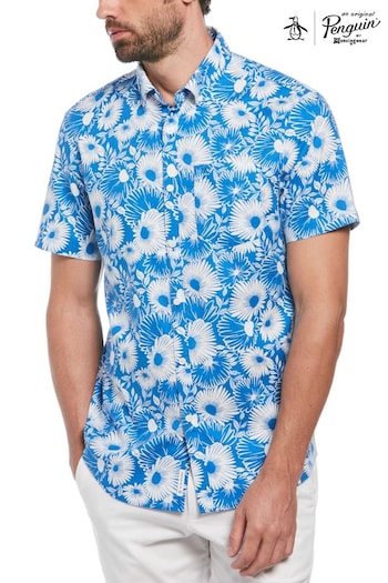 Original Penguin All-Over Floral Print Cotton Blend Short Sleeve Shirt (N73793) | £70