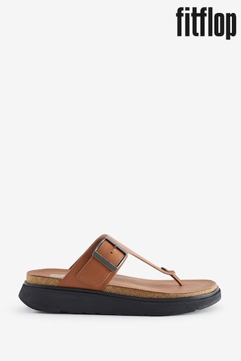 FitFlop Natural Gen-ff Buckle Leather Toe Post Sandals (N73809) | £125