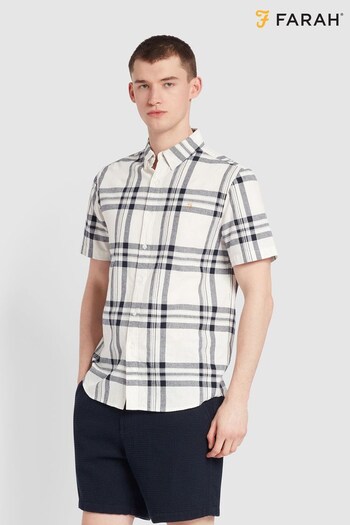 Farah Natural Kele Check Short Sleeve Shirt (N73941) | £75