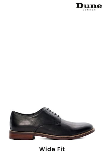 Dune London Wide Fit Stanleyy Soft Leather Gibson Black Shoes (N73966) | £115