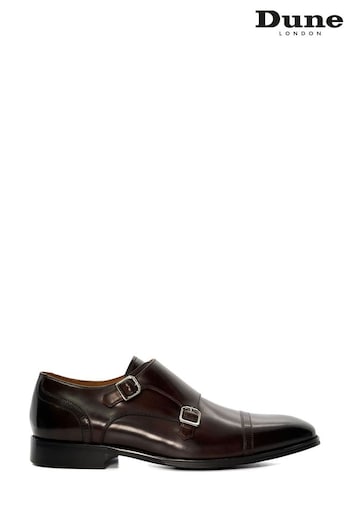 Dune London Brown Saloon Laser Toe Cap Monk Shoes (N73968) | £130