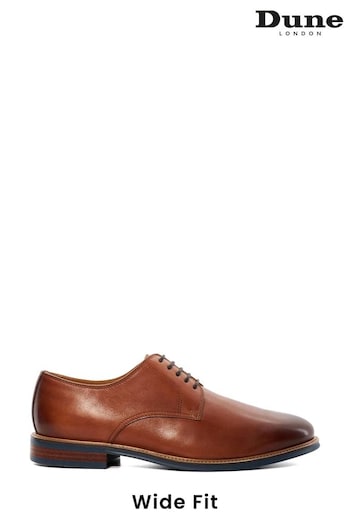 Dune London Wide Fit Stanleyy Soft Leather Gibson Brown Shoes (N73971) | £115