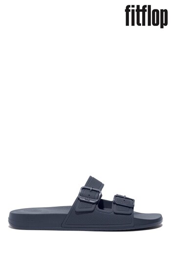 FitFlop Mens Blue Iqushion Two Bar Buckle Slides (N74043) | £40