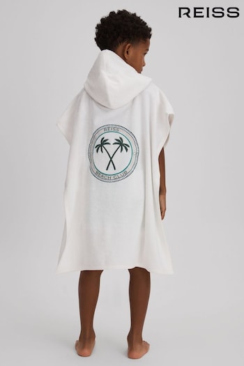 Reiss White Afar Cotton Blend Hooded Poncho (N74078) | £28