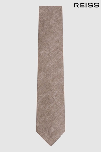 Reiss Light Brown Melange Vitali Linen Tie (N74121) | £58
