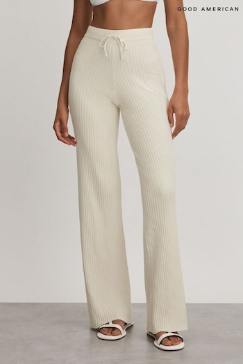 Good American Cloud White Ribbed Terry Lounge trousers Training (N74131) | £167