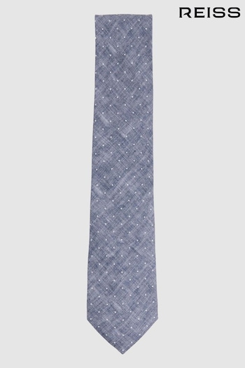 Reiss Airforce Blue Melange Lateran Silk Polka Dot Tie (N74177) | £68