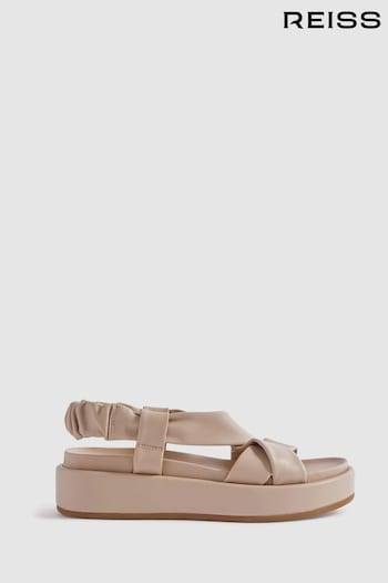 Reiss Nude Melanie Chunky Platform Leather pink Sandals (N74180) | £148