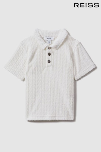 Reiss White Iggy Towelling Polo Shirt (N74184) | £40