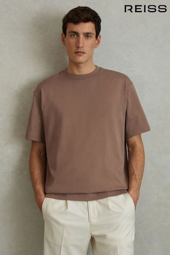Reiss Deep Taupe Tate Oversized Garment Dye T-Shirt (N74220) | £48