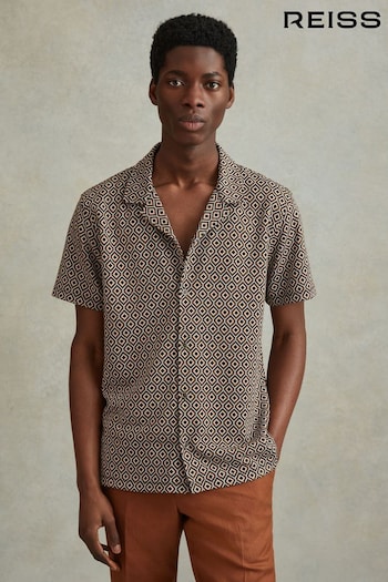 Reiss Multi Grove Jacquard Cuban Collar Shirt (N74221) | £88