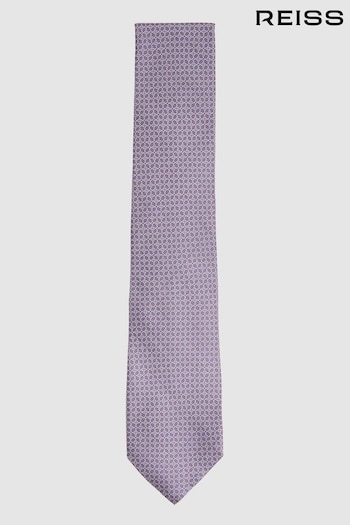 Reiss Orchid Como Silk Geometric Print Tie (N74228) | £68