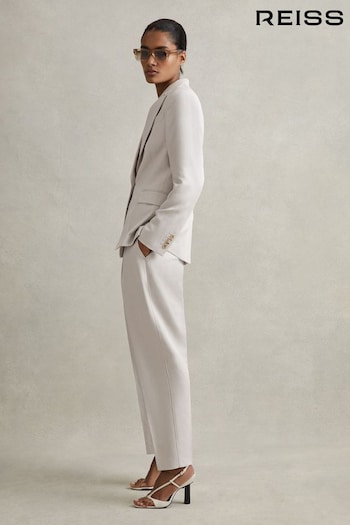 Reiss Light Grey Farrah Petite Tapered Suit animal Trousers with TENCEL™ Fibers (N74240) | £138