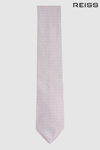 Reiss Soft Rose Como Silk Geometric Print Tie (N74251) | £68